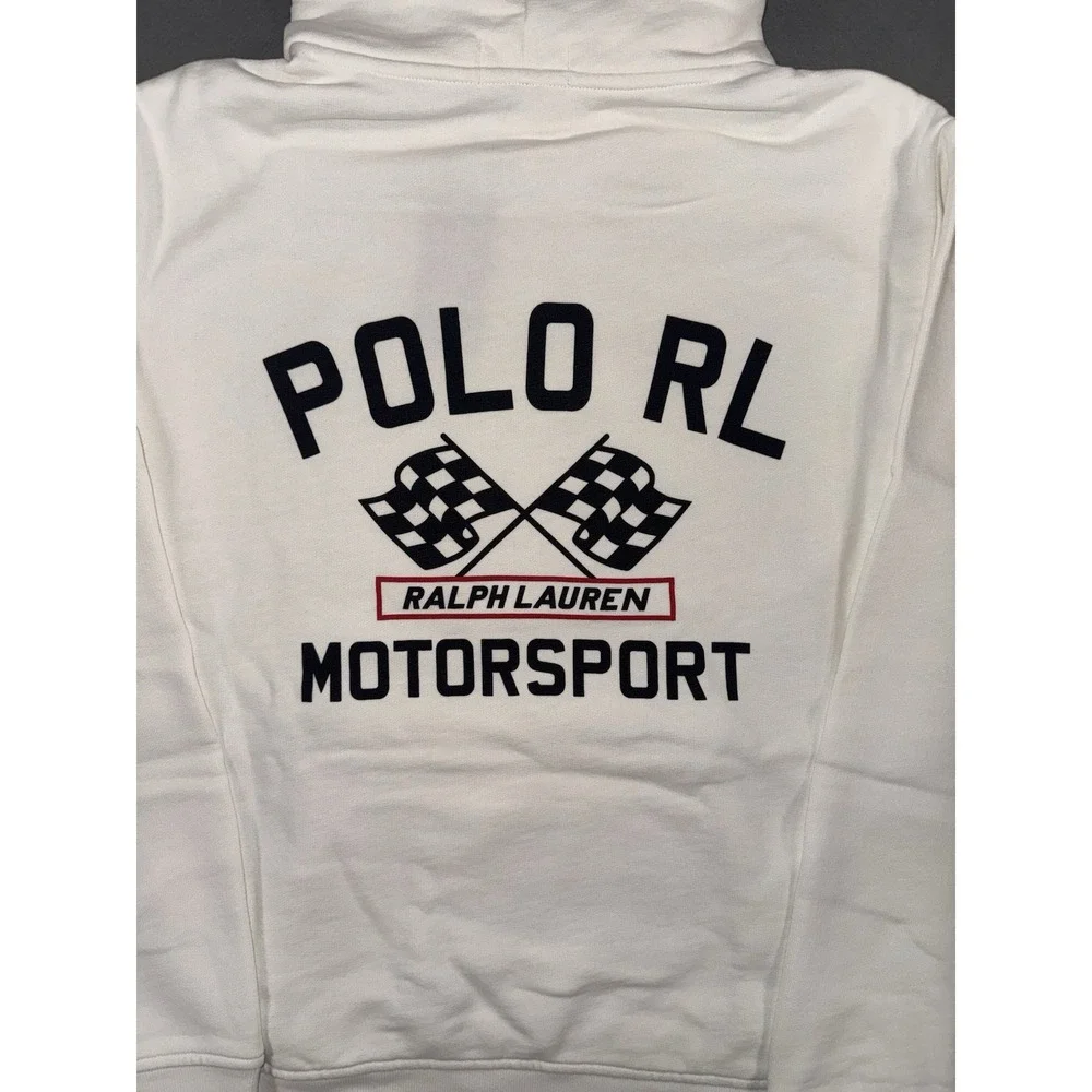 Polo Ralph Lauren Polo Motorsport Hoodie White With Back Graphic Mens Size S NWT